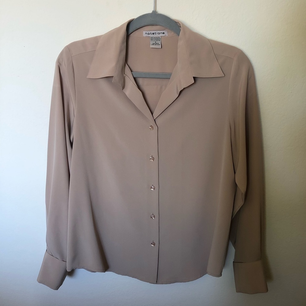 Notations Button Up Blouse, Rose Gold Buttons